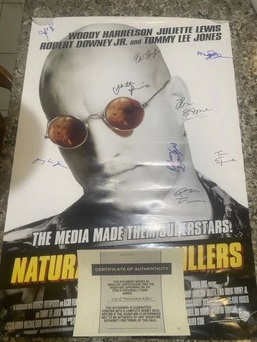 Signed "Natural Born Killers" movie poster with certificate of authenticity.