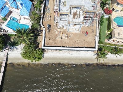 America Strong Construction aerial seawall and waterfront project in South Florida