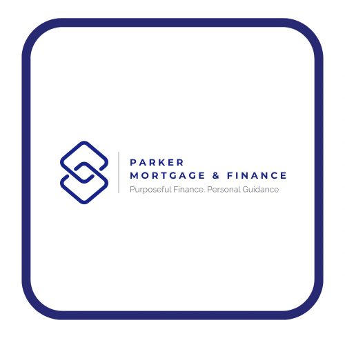 Logo for Parker Mortgage & Finance with a blue intertwined symbol. Finance. Personal Guidance.