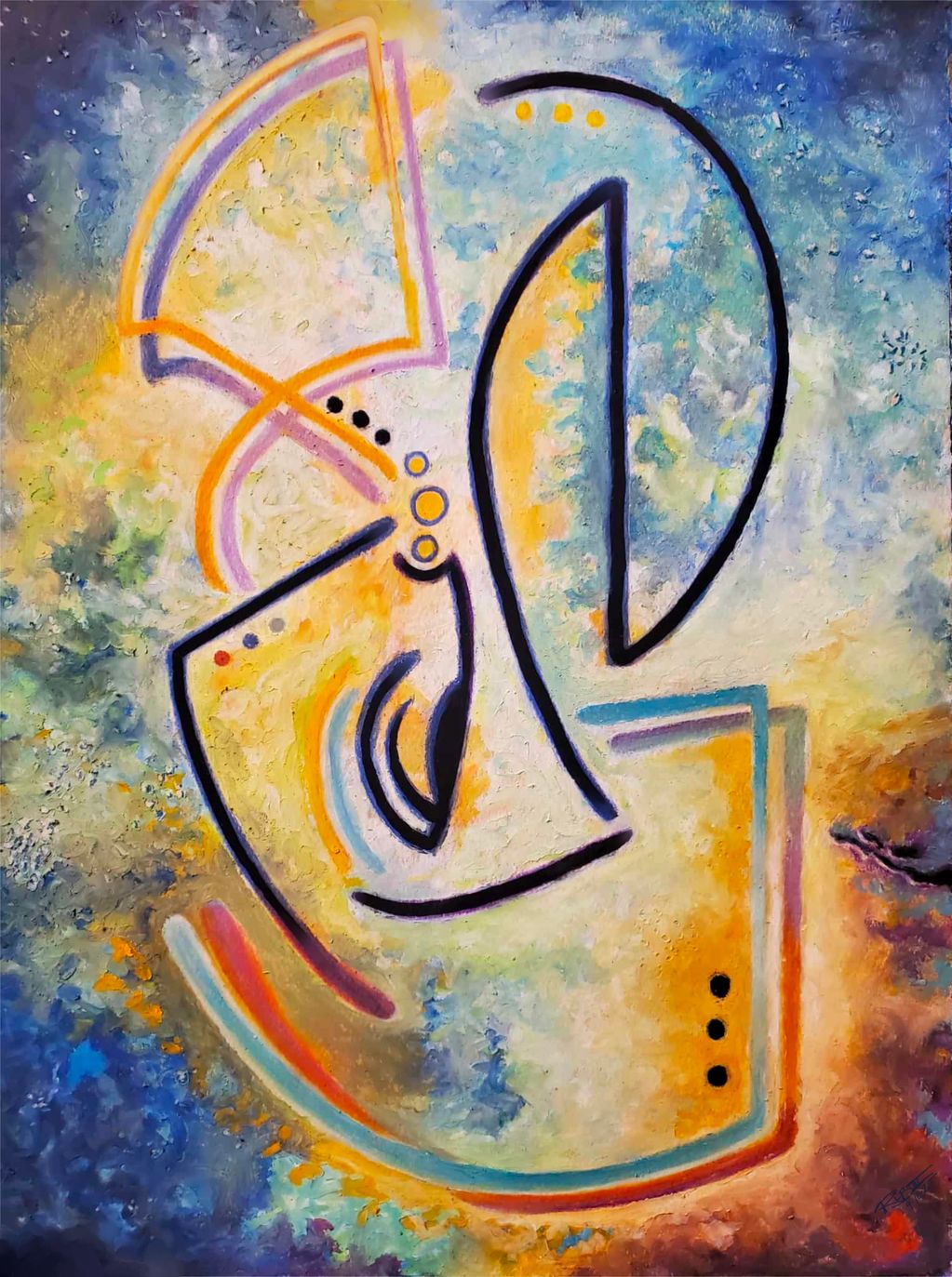 ‘Sigil of alignment’ Abstract Expressionist Oil Pastel Painting by Ralph Brown 