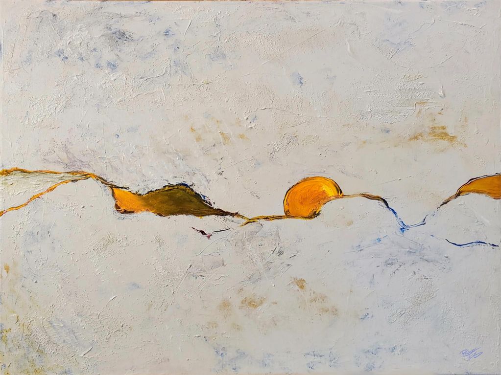 ‘The Weight of Stillness’ Textured Abstract landscape painting, minimalist abstract art, desert art.