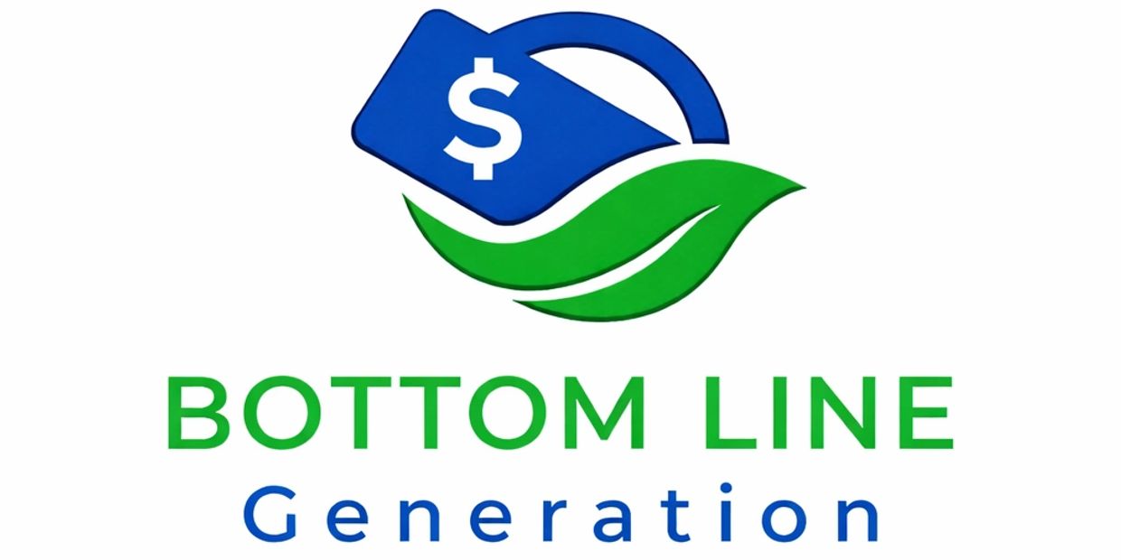 Logo with a dollar sign and leaf, reading 'Bottom Line Generation'.