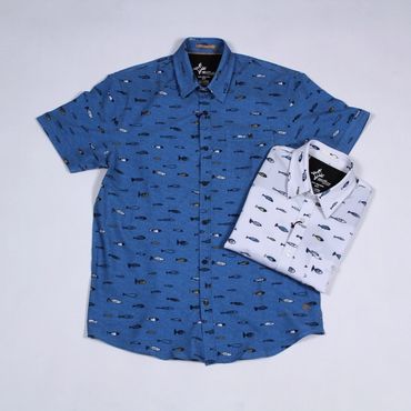 chemise à motifs et manches courtes  