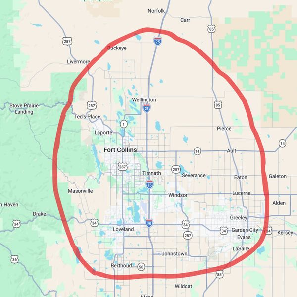 Map highlighting Fort Collins and surrounding areas in Colorado.