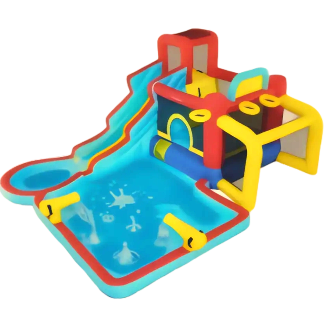 kids wader pool with water slide and cannons