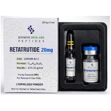 Retatrutide 20mg peptide vial and ampoule for research use.