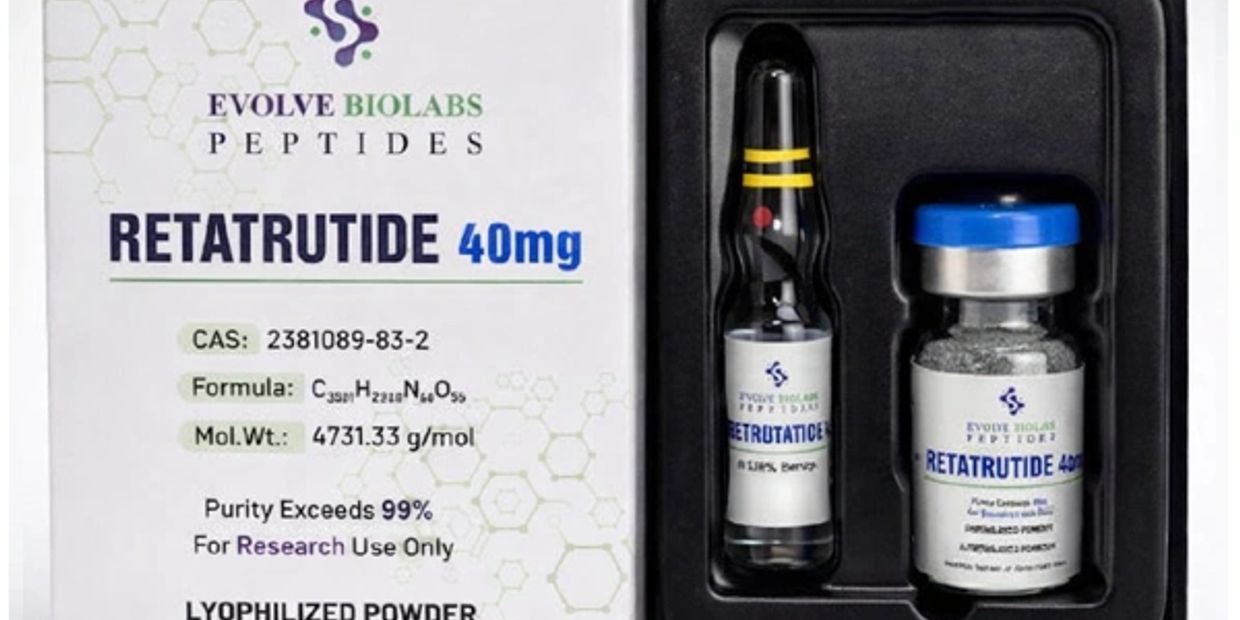 Retatrutide 40mg peptide product from Evolve Biolabs in packaging.