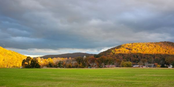 Autumn sunlight filtering across the hills of Kent, Connecticut