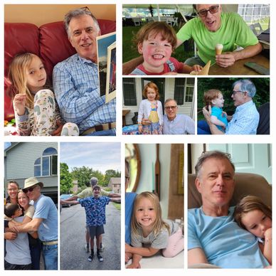 Photo collage - pictures of me with each of our 8 grandchildren