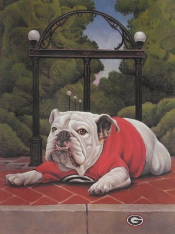 Georgia Bulldog pastel drawing print, Beware of the Dog by Joe Belt - Sports art