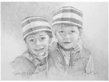 Charles and William, Pencil drawing by artist Joe Belt 