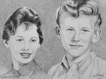 Brenda & Ron, Pencil drawing by artist Joe Belt 