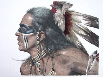 Native American, Southwest, Flaming Warrior, art print by Joe Belt 