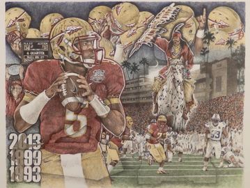 FSU Sports Print by Joe Belt. Florida State Seminoles Championship 2013