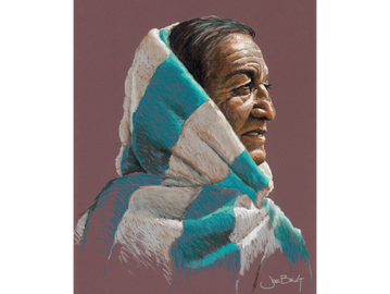 Taos Elder Giclee pastel canvas print by Native American Southwest Artist, Joe Belt