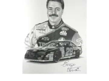 Ernie Irvan black and white pencil drawing