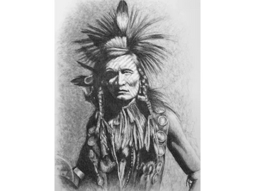 Southwest Native American pencil on canvas. Medicine Man, by Joe Belt