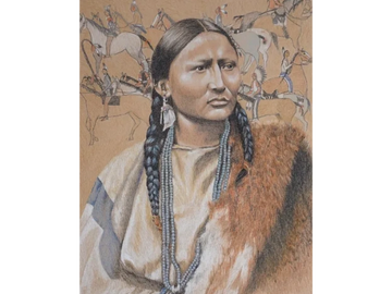 Lady Warrior Giclee canvas print by Native American Southwest Artist, Joe Belt