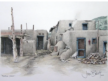 Native American, Southwest, Pueblo Stray, art print canvas by Joe Belt 