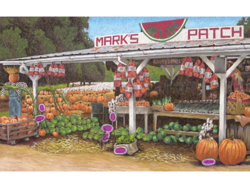 Rural, Mark's Melon Patch, pastel art print by Joe Belt 