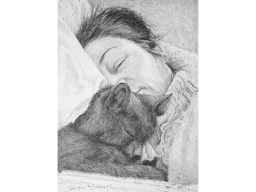 Animal Commissions by artist Joe Belt. Pencil drawing of Christine & Smokey.