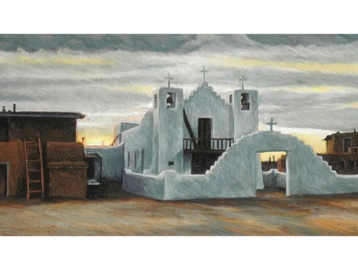 Native American, Southwest, The Church at the Taos Pueblo, print canvas by Joe Belt 