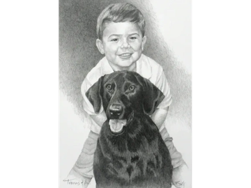 Animal Commissions by artist Joe Belt. Pencil drawing of Thomas & Ali.