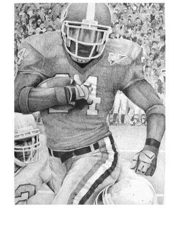 Black and white sports print. Football, Georgia Bulldogs