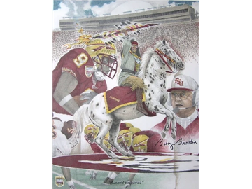 Sweet Perfection FSU hand colored drawing by Joe Belt