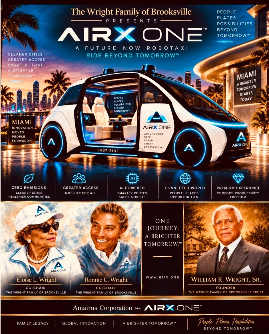 Futuristic AIRX ONE robotaxi presented by the Wright Family of Brooksville.