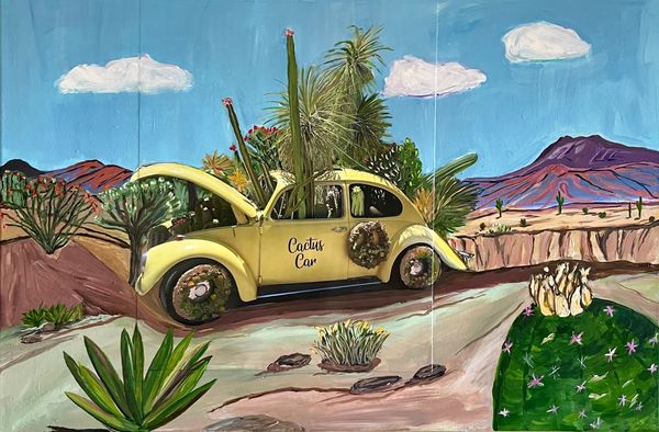 VW Beetle with cactus