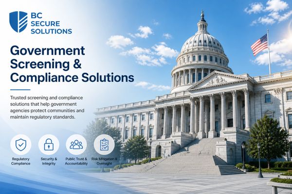 Government screening and compliance solutions with US Capitol backdrop.