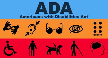 ADA symbols representing disabilities and accommodations.