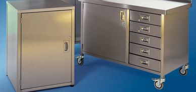 Stainless Steel DRAWERS AND CUPBOARDS  stainless steel shelf shelves centre table cupboards drawer