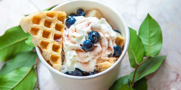 Fresh blueberry waffle bowl