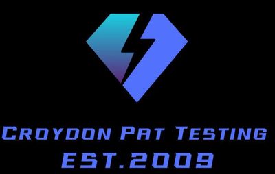 Logo of Croydon PAT Testing with a blue lightning bolt design.