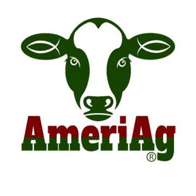 Logo of AmeriAg featuring a stylized cow head in green and white.