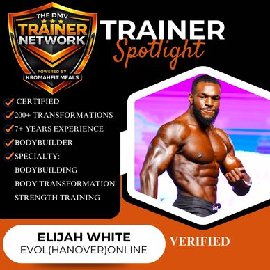 Elijah White, certified bodybuilder and trainer spotlight by DMV Trainer Network.