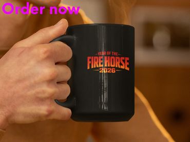 Year of the Fire Horse 2026 Mug, Bold Zodiac Gift for Lunar New Year, Red Text Astrology Coffee Mug