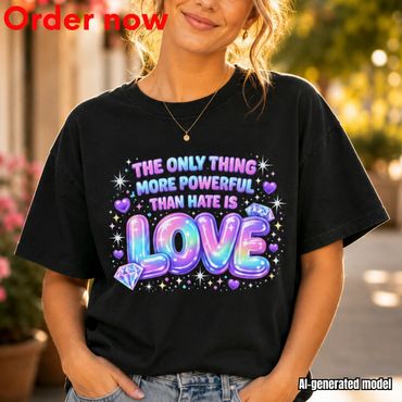 Love Is More Powerful Than Hate Comfort Colors Shirt, Kindness Shirt, Positive Quote Tee