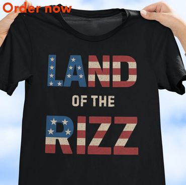 Vintage Distressed Land of the Rizz Retro American Flag T-shirt, Gen Z Celebrating Independence Day