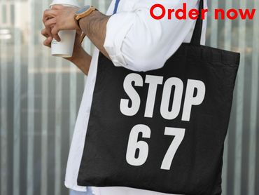 Stop 6 7 Tote Bag, Bold Minimalist Graphic Viral Meme Streetwear, Reusable Shopping Bag, Modern