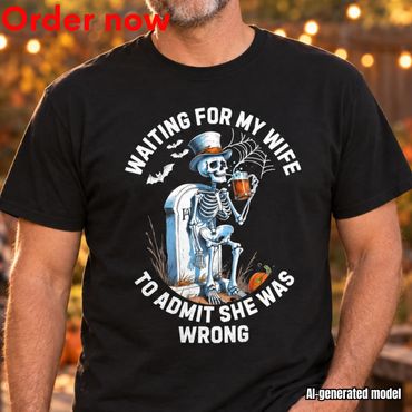 Funny Husband Halloween T-Shirt, Waiting for My Wife to Admit She Was Wrong
