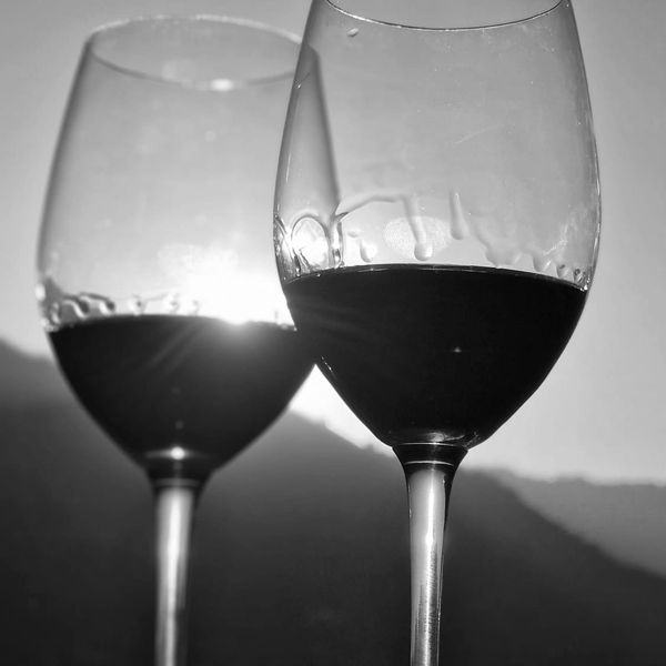 Enjoying our art talks with a glass of wine, or two.