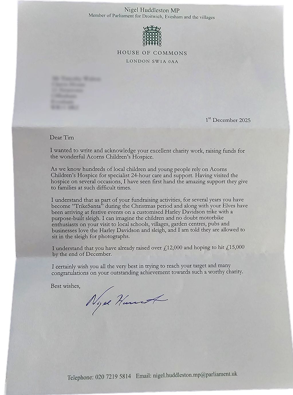 Letter of support from Nigel Huddleston MP