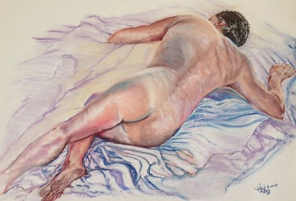 Pastel Painting Live Nude