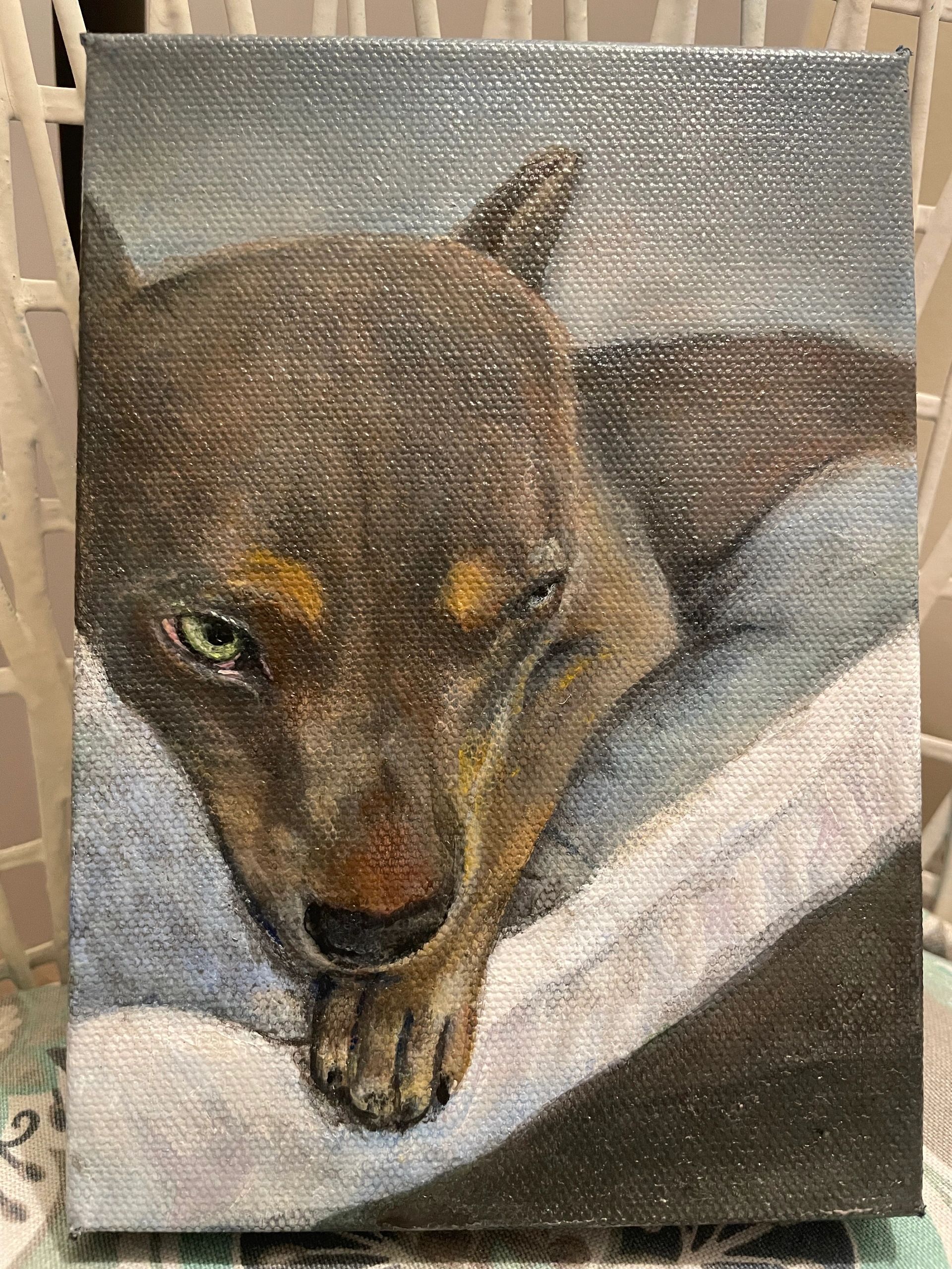 Beloved Shelby, painting in acrylic on canvas 11x14” commission 