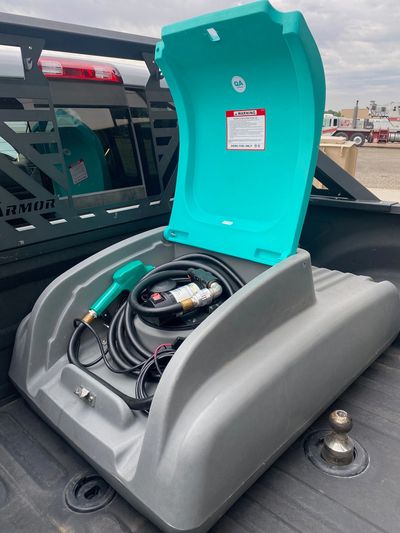 Diesel Fuel Boss all in one transfer tank installed in pickup. Complete with pump, hose, and nozzle 