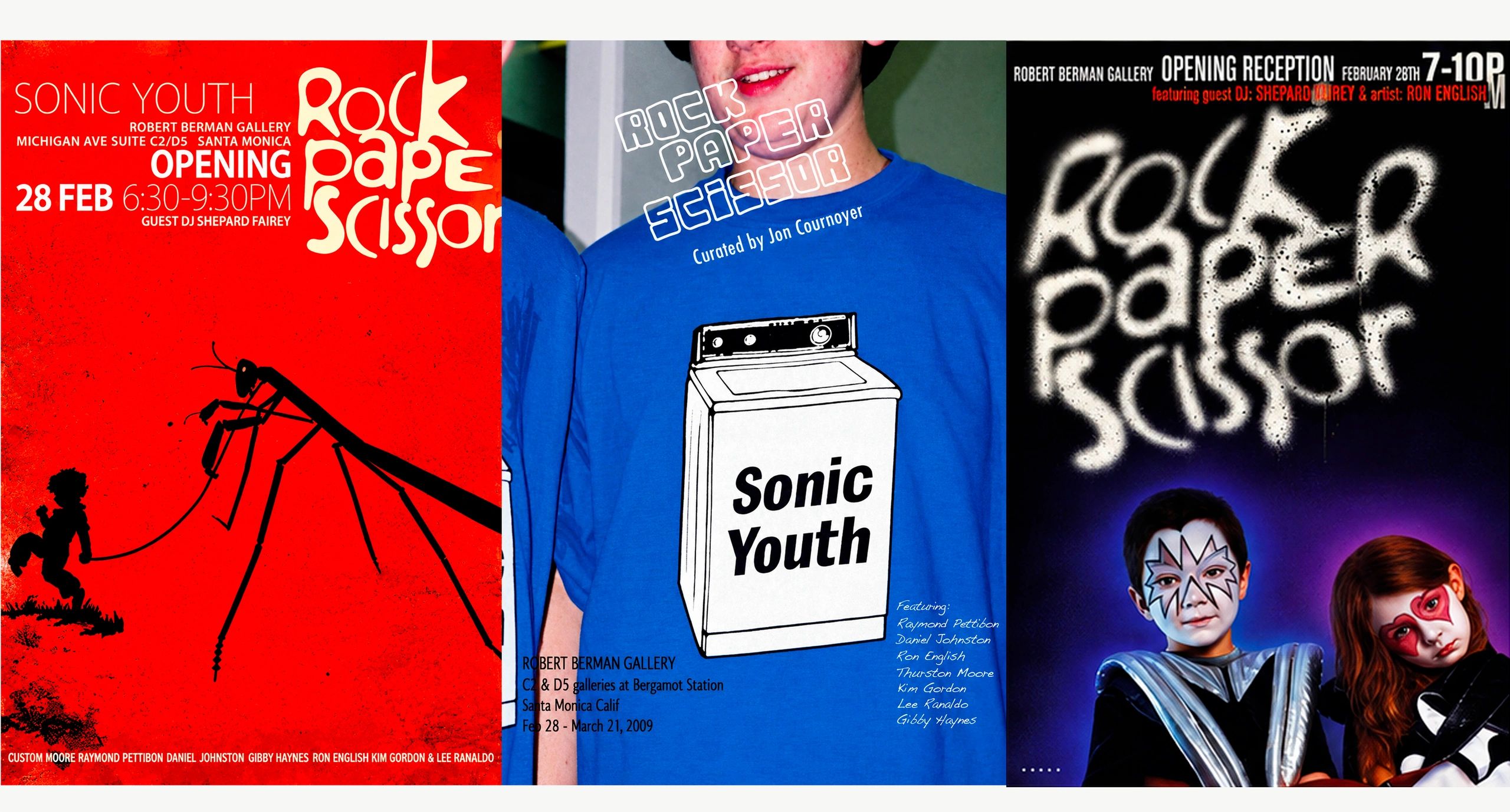 Three Sonic Youth Rock Paper Scissor event posters.