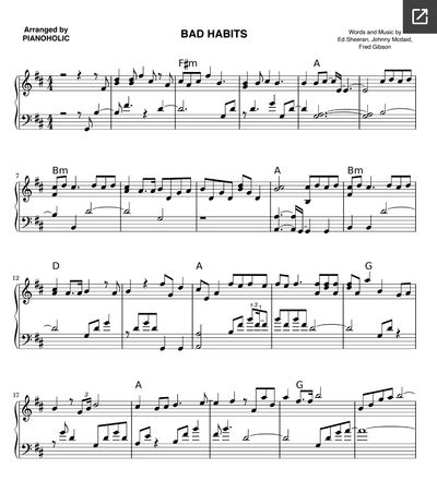 Bad Habits Piano Sheet